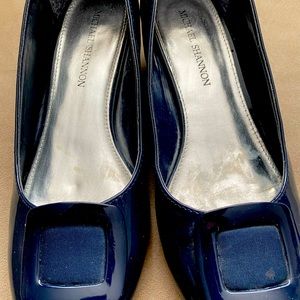 Navy Blue stylish patent leather shoes